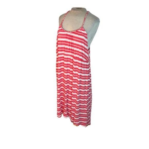 Merona Dresses & Skirts - Merona High Low Knit Racerback Stripe Dress Pink White 1X
